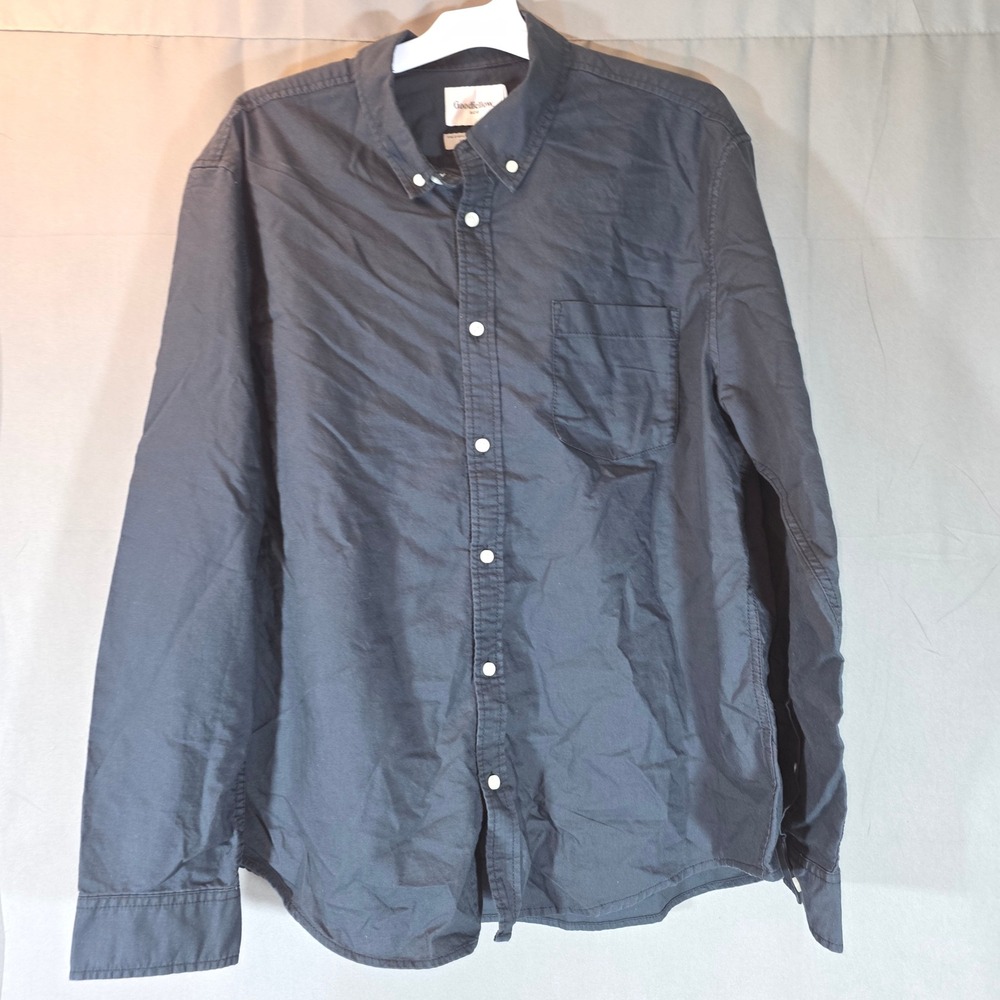 Goodfellow & Co Every Wear Oxford Button-Up Shirt Mens XL Black Long Sleeve